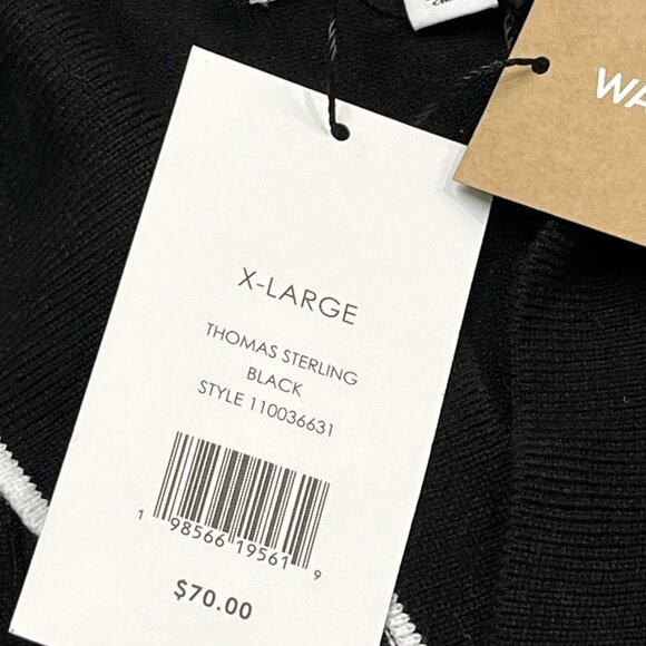 Thomas Sterling Sweater Top Men XL Black Cable Knit Short Sleeve Collared Casual - Picture 6 of 8